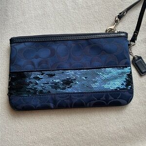 Coach Navy Blue Sequin Wristlet